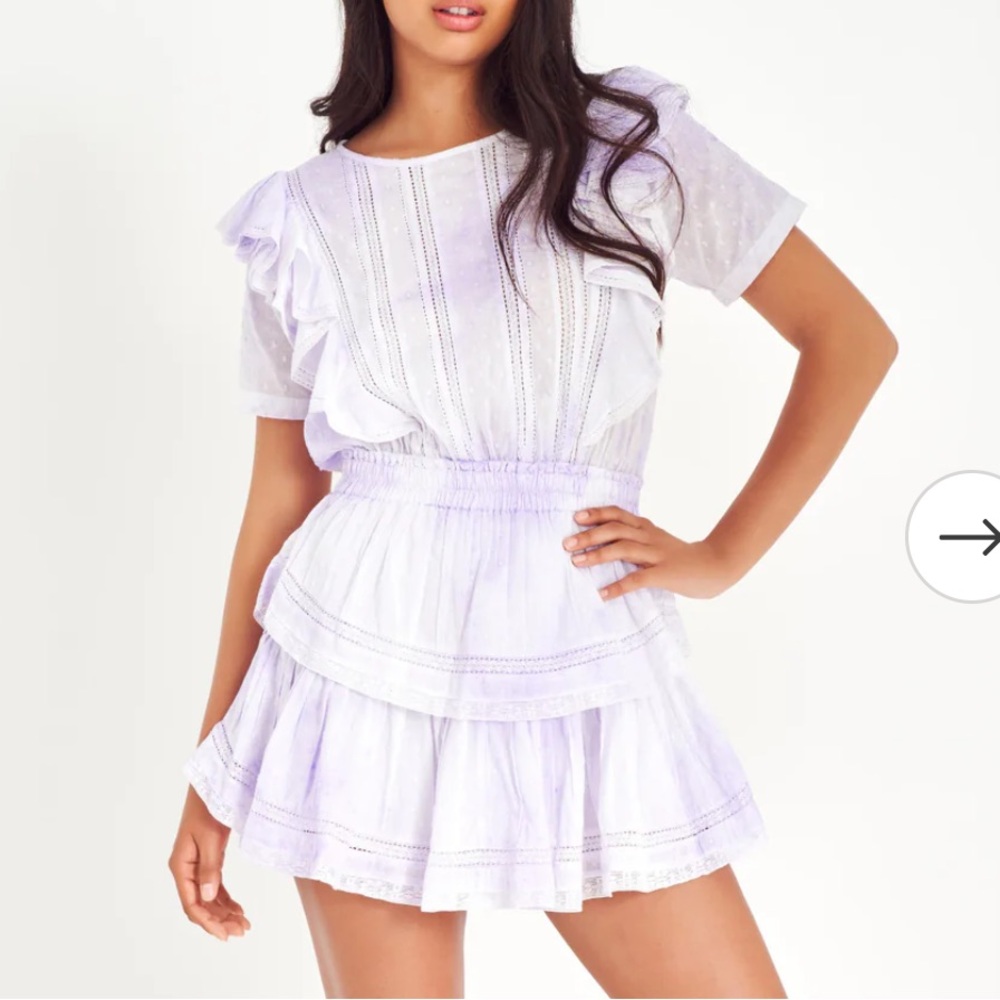 LoveShackFancy Natasha Mini Dress in Violet Splash Hand Dye
